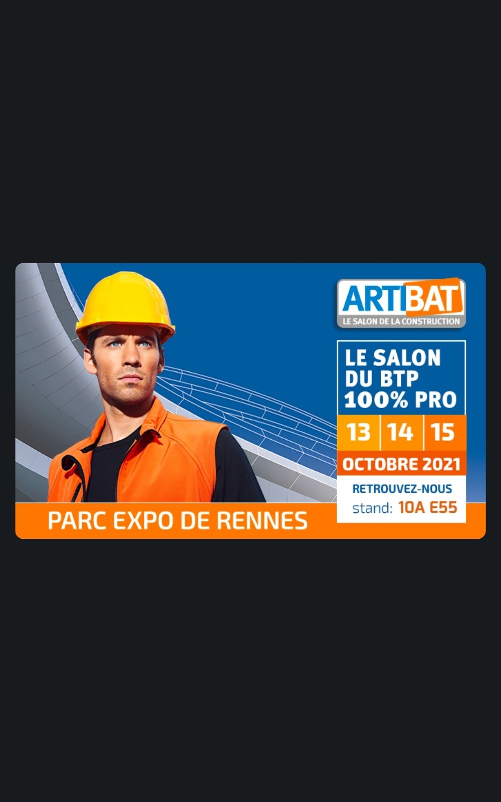 Page références - Affiche du salon ARTIBAT à Rennes en 2021 où la société ACP Sécurité est intervenue.