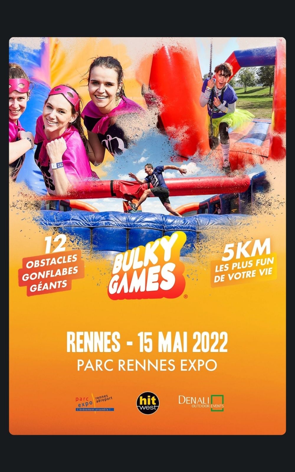 Page références - Affiche de la course d'obtacle Bulky Games à Rennes en 2022 où l'entreprise de sécurité ACP Sécurité est intervenue.