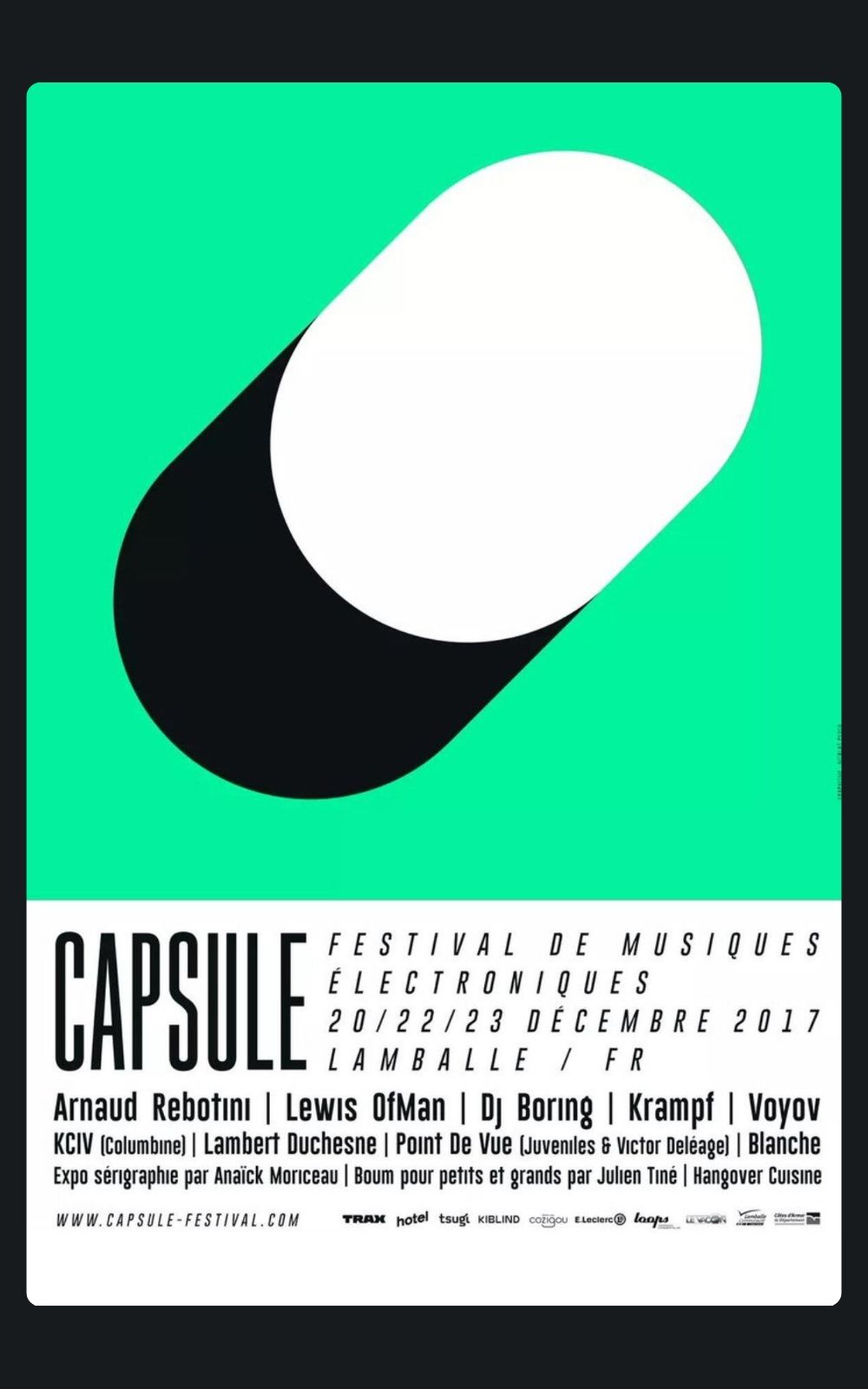 Page références - Affiche du festival Capsule à Lamballe en 2017 où la société de sécurité ACP Sécurité est intervenue.