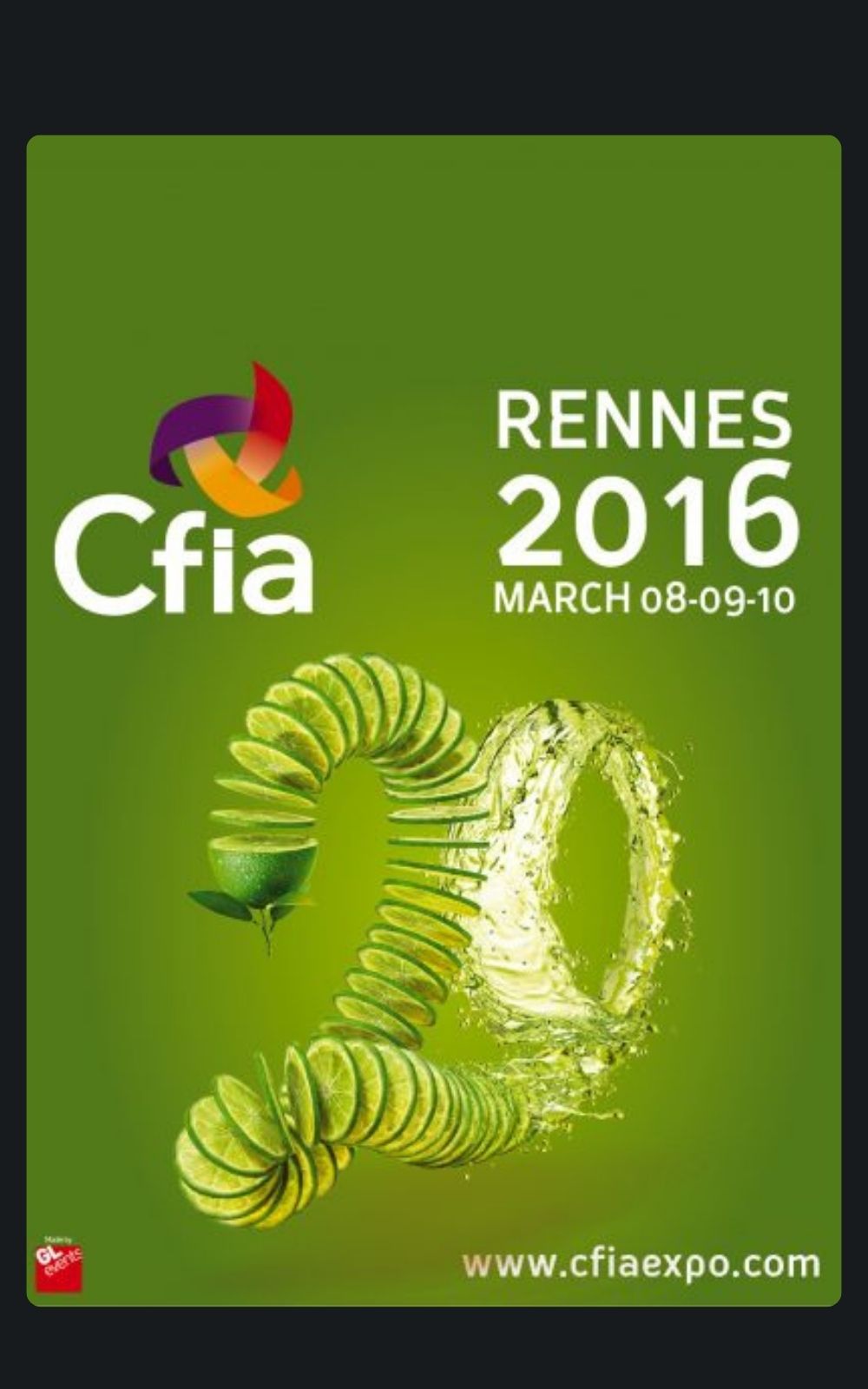 Page références - Affiche du salon Cfia à Rennes en 2016 où la société de sécurité privée ACP Sécurité est intervenue.