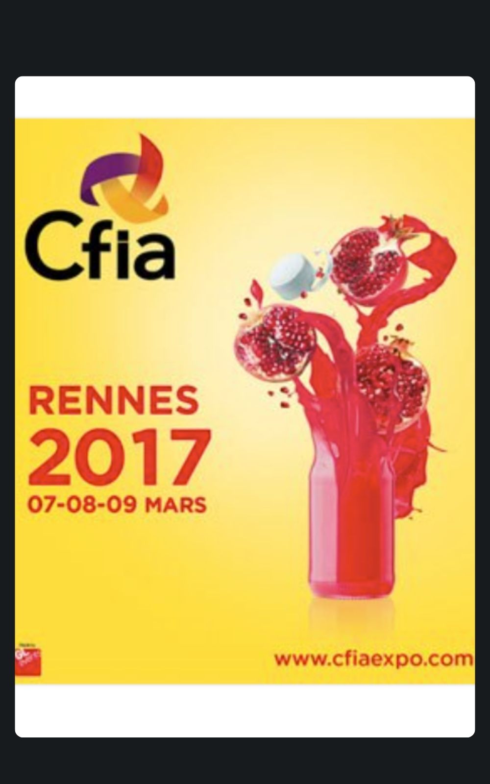 Page références - Affiche du salon Cfia à Rennes en 2017 où la société de sécurité privée ACP Sécurité est intervenue.