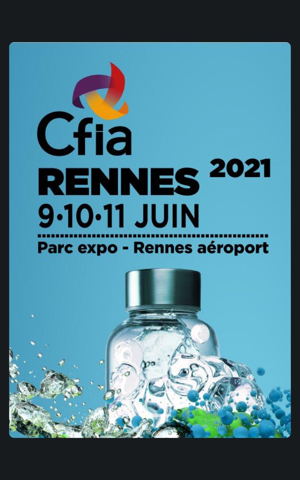 Page références - Affiche du salon Cfia à Rennes en 2021 où l'entreprise de sécurité privée ACP Sécurité est intervenue.