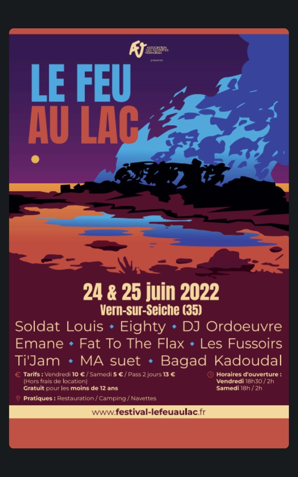 Page références - Affiche du festival Le Feu au Lac à Rennes en 2022 où la société de sécurité ACP Sécurité est intervenue.