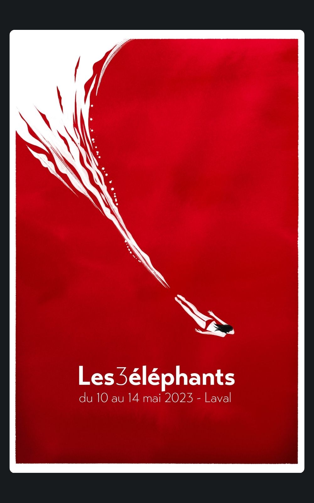 Page références - Affiche du festival Les 3 éléphants à Laval en 2023 où la société de sécurité privée ACP Sécurité est intervenue.