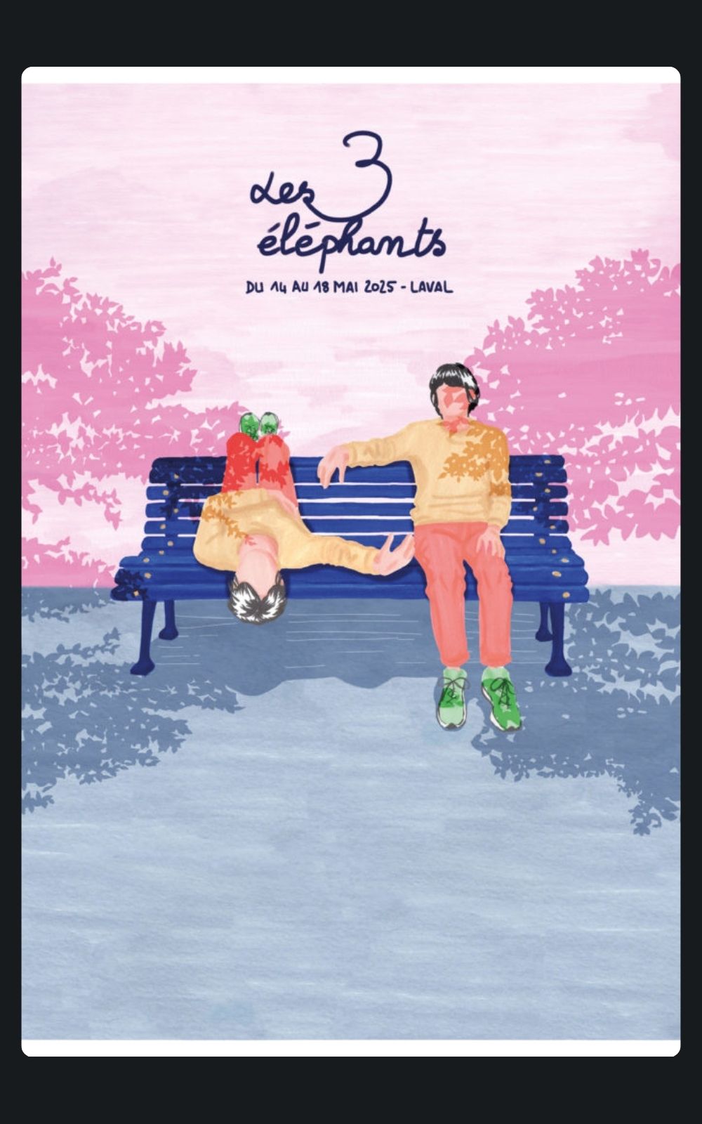 Page références - Affiche du festival Les 3 éléphants à Laval en 2025 où l'entreprise ACP Sécurité est intervenue.