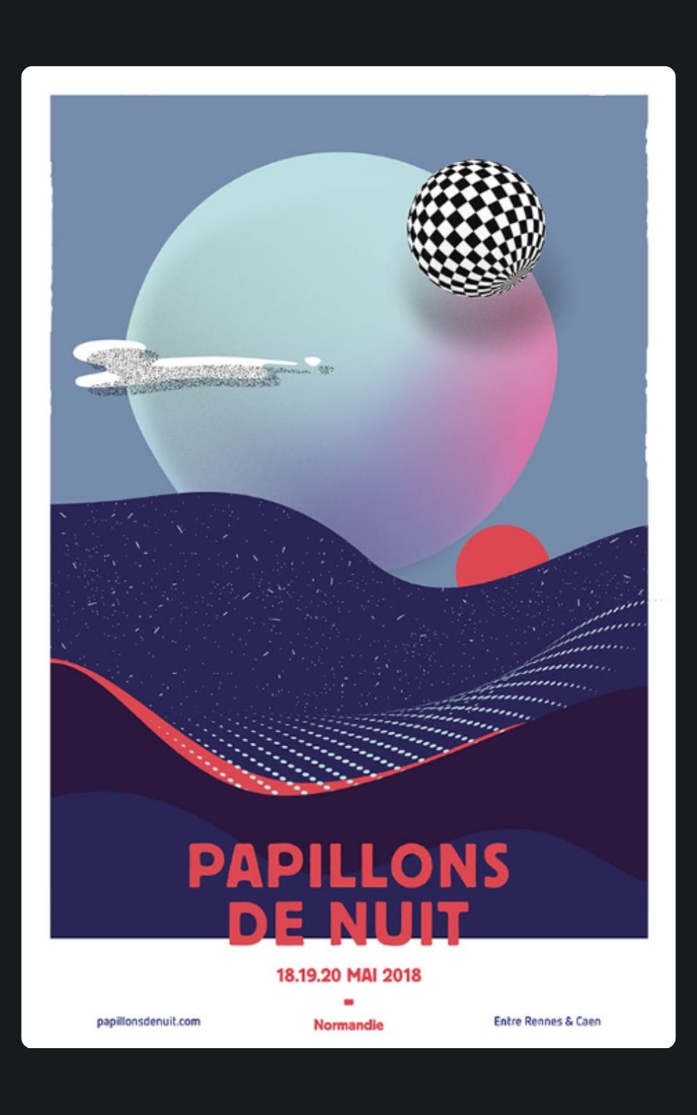 Page références - Affiche du festival Papillons de Nuit à Saint-Laurent-de-Cuves en 2018 où la société de sécurité privée ACP Sécurité est intervenue.