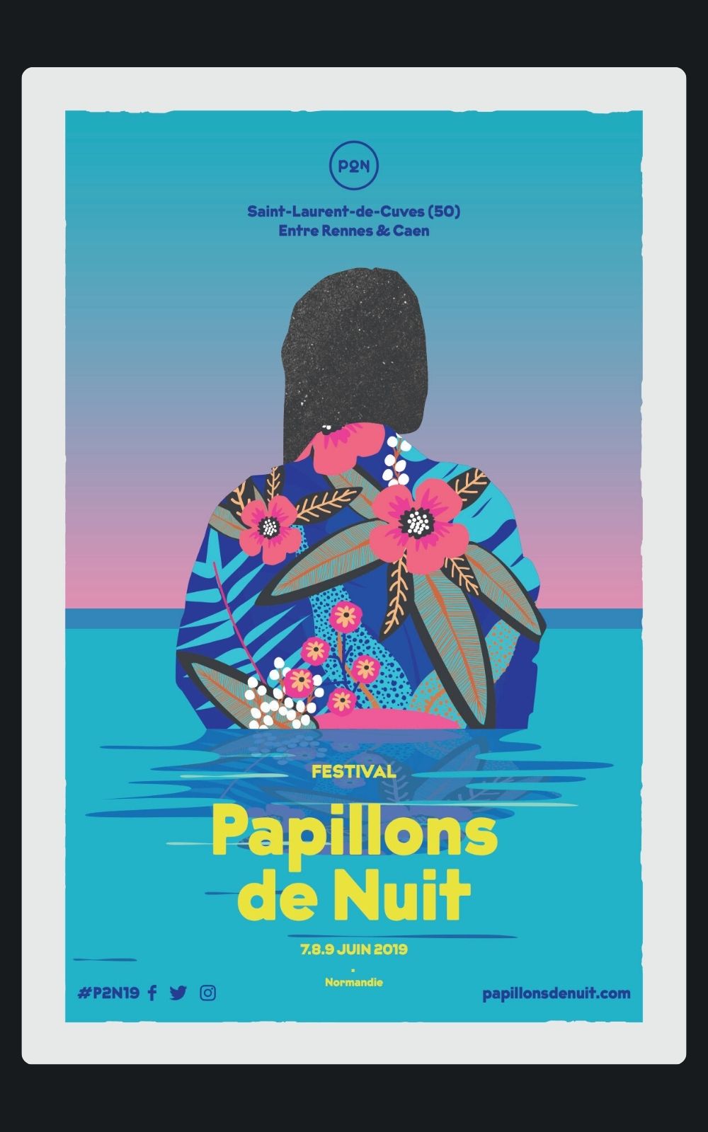 Page références - Affiche du festival Papillons de Nuit à Saint-Laurent-de-Cuves en 2019 où la société de sécurité privée ACP Sécurité est intervenue.