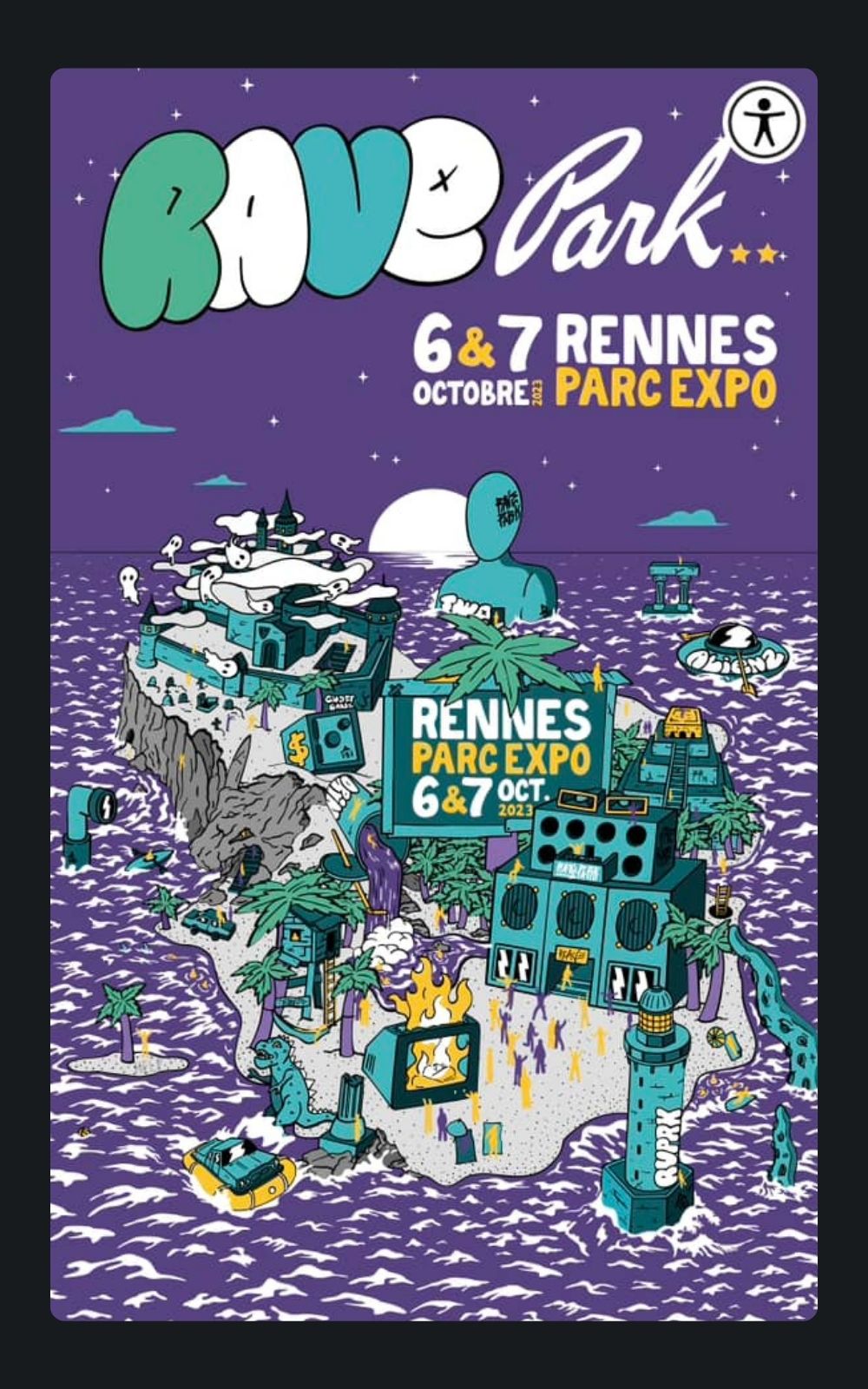 Page références - Affiche du festival Rave Park à Rennes en 2023 où l'entreprise ACP Sécurité est intervenue.
