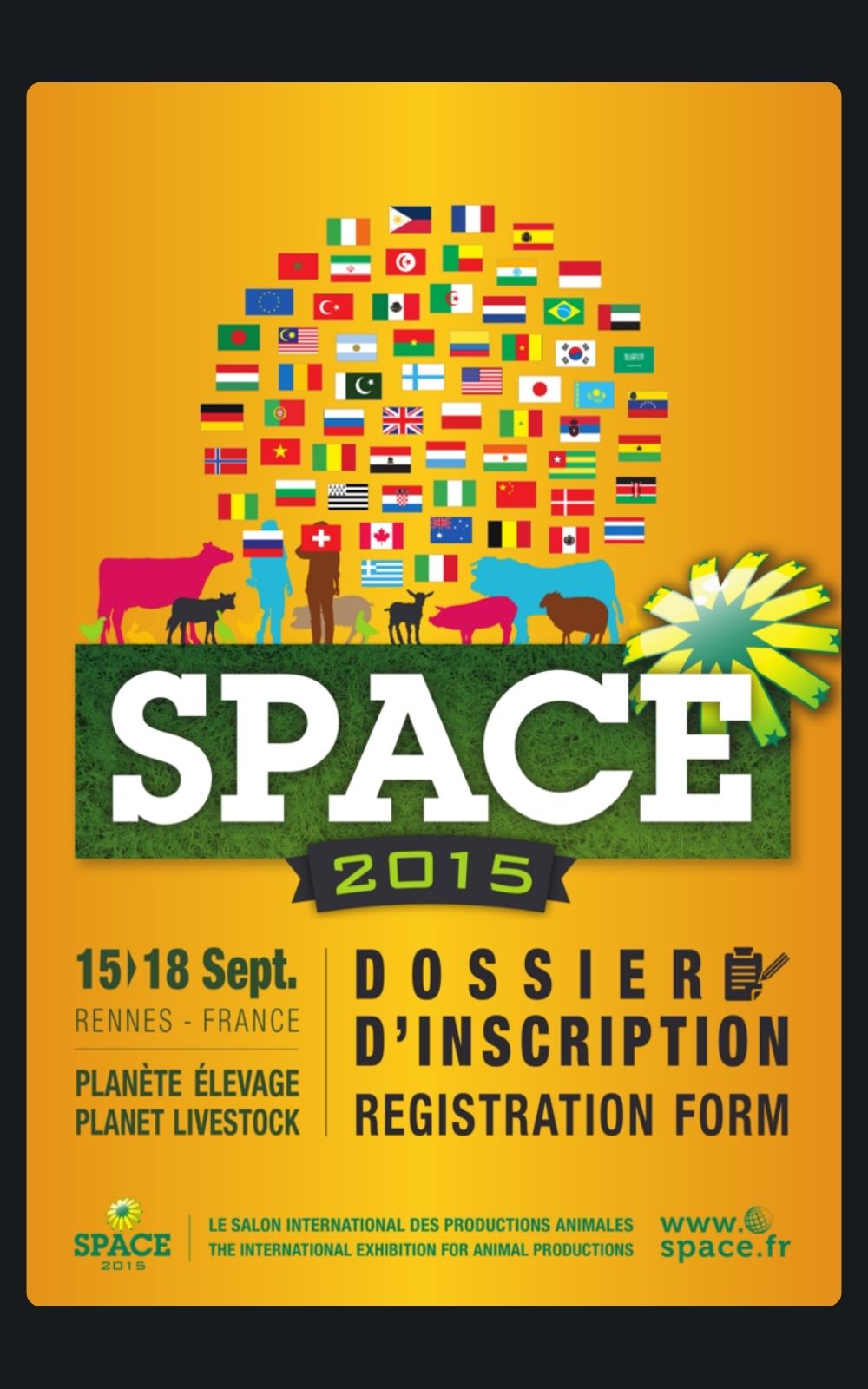 Page références - Affiche du salon du SPACE à Rennes en 2015 où l'entreprise de sécurité ACP Sécurité est intervenue.