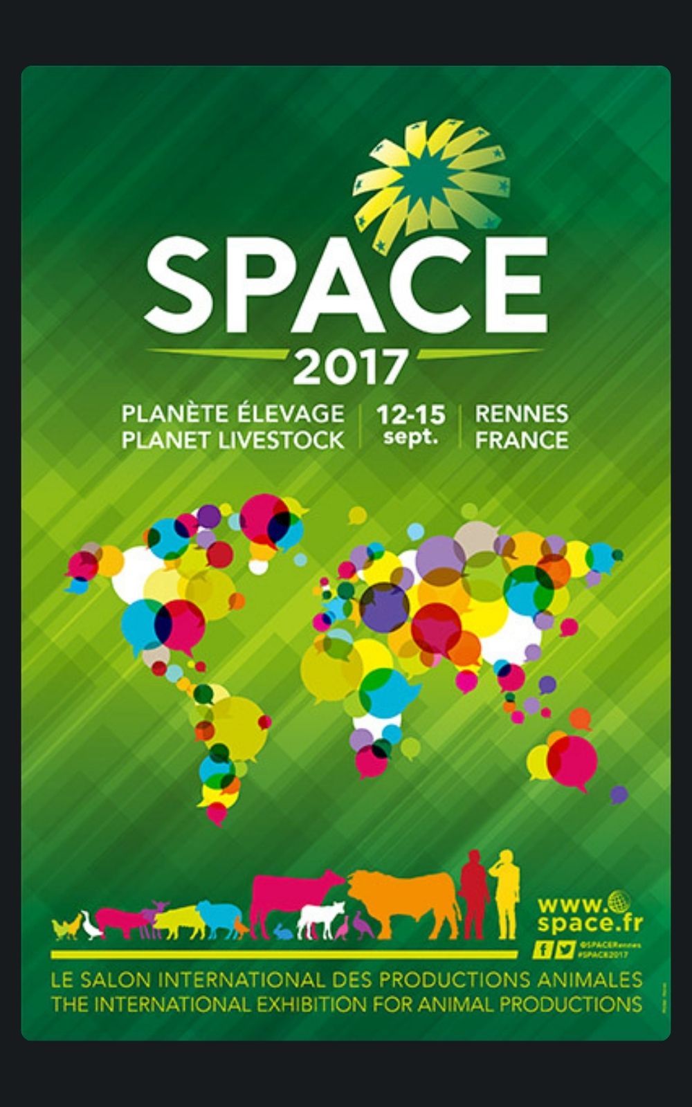 Page références - Affiche du salon du SPACE à Rennes en 2017 où l'entreprise de sécurité ACP Sécurité est intervenue.