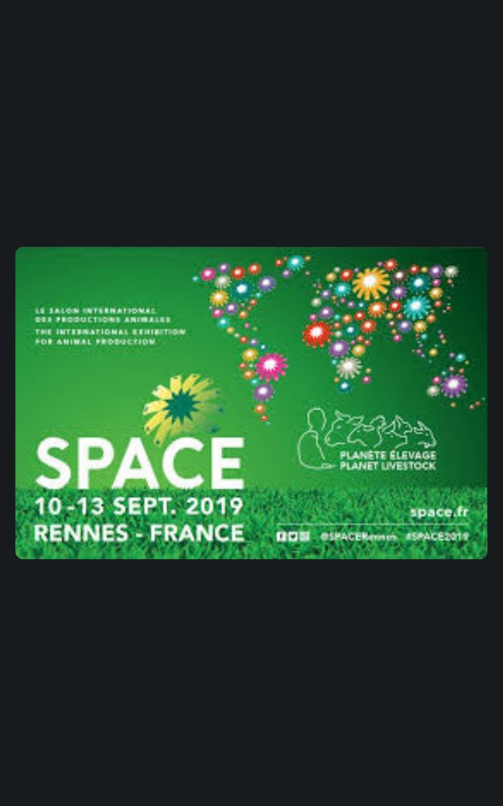 Page références - Affiche du salon du SPACE à Rennes en 2019 où la société de sécurité ACP Sécurité est intervenue.