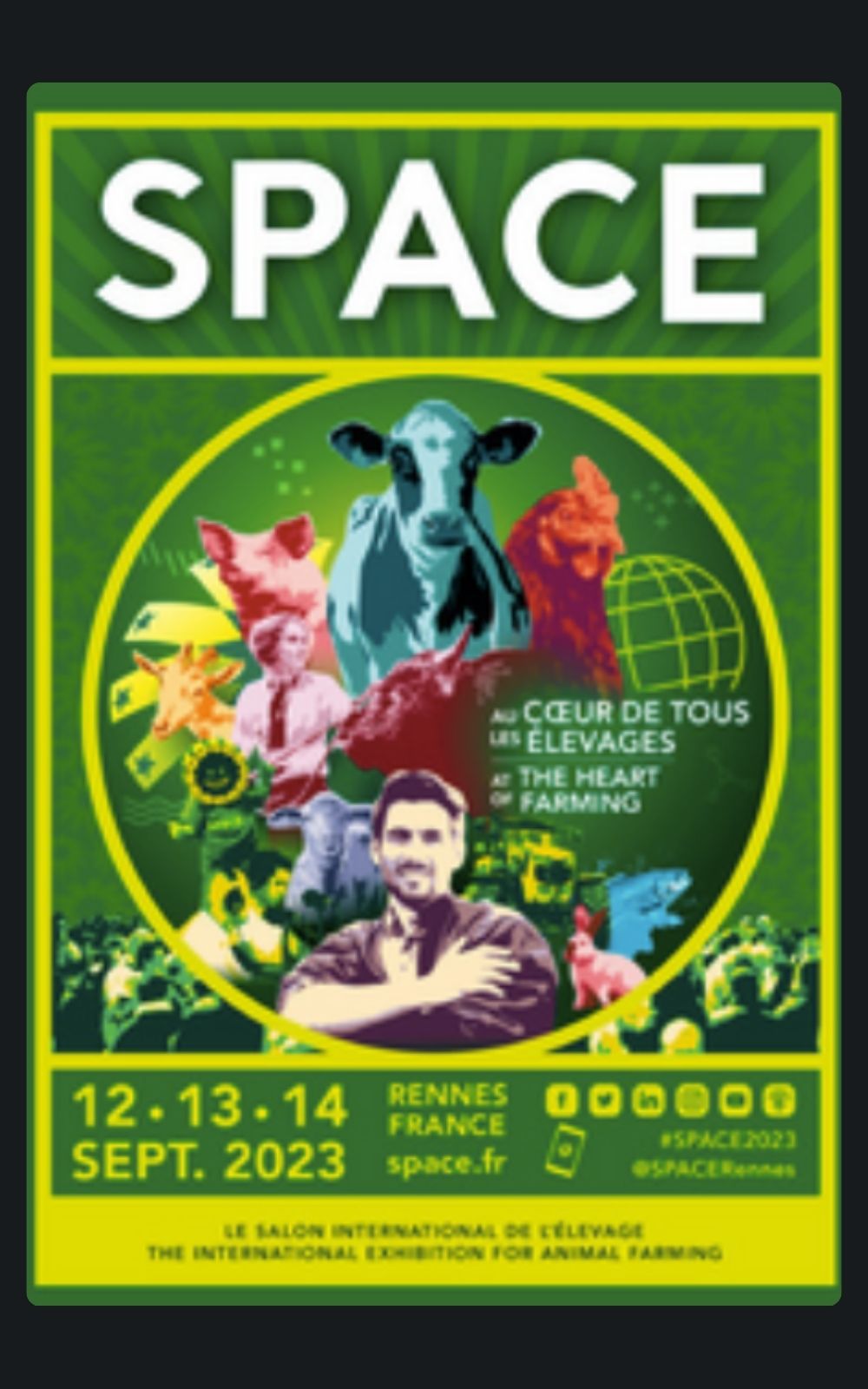 Page références - Affiche du salon du SPACE à Rennes en 2023 où l'entreprise de sécurité privée ACP Sécurité est intervenue.