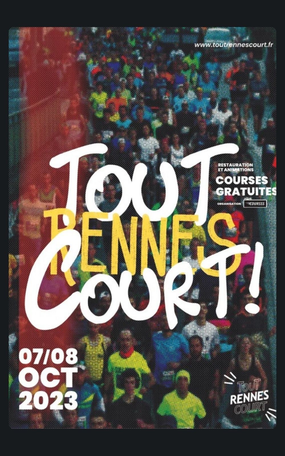 Page références - Affiche de l'évènement sportif Tout Rennes Court à Rennes en 2023 où l'entreprise de sécurité privée ACP Sécurité est intervenue.