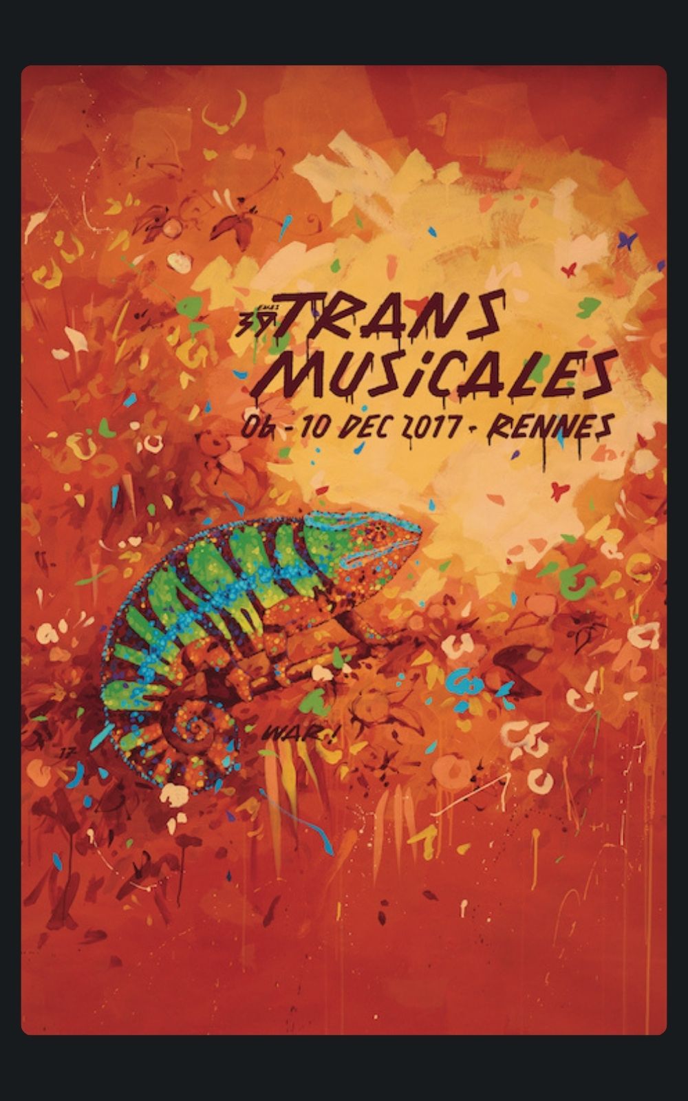 Page références - Affiche du festival Trans Musicales à Rennes en 2017 où l'entreprise ACP Sécurité est intervenue.