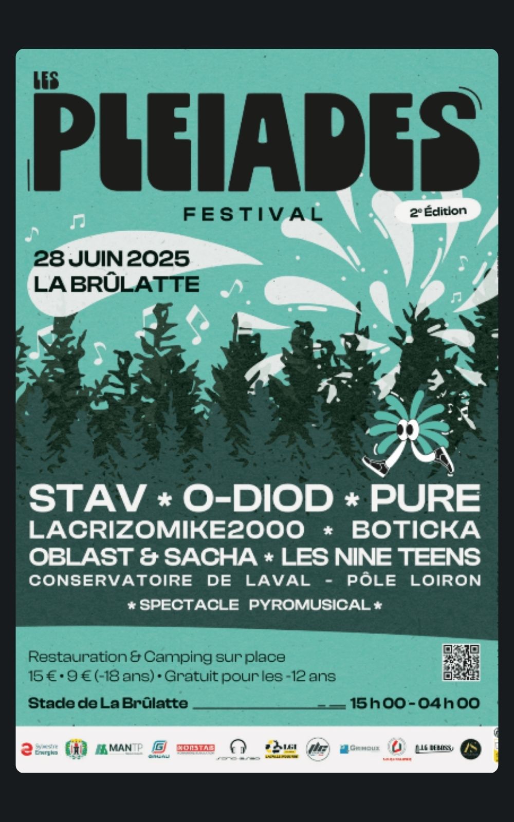 Page références - Affiche du festival Les Pléiades à La Brûlatte en 2025 où l'entreprise de sécurité ACP Sécurité est intervenue.