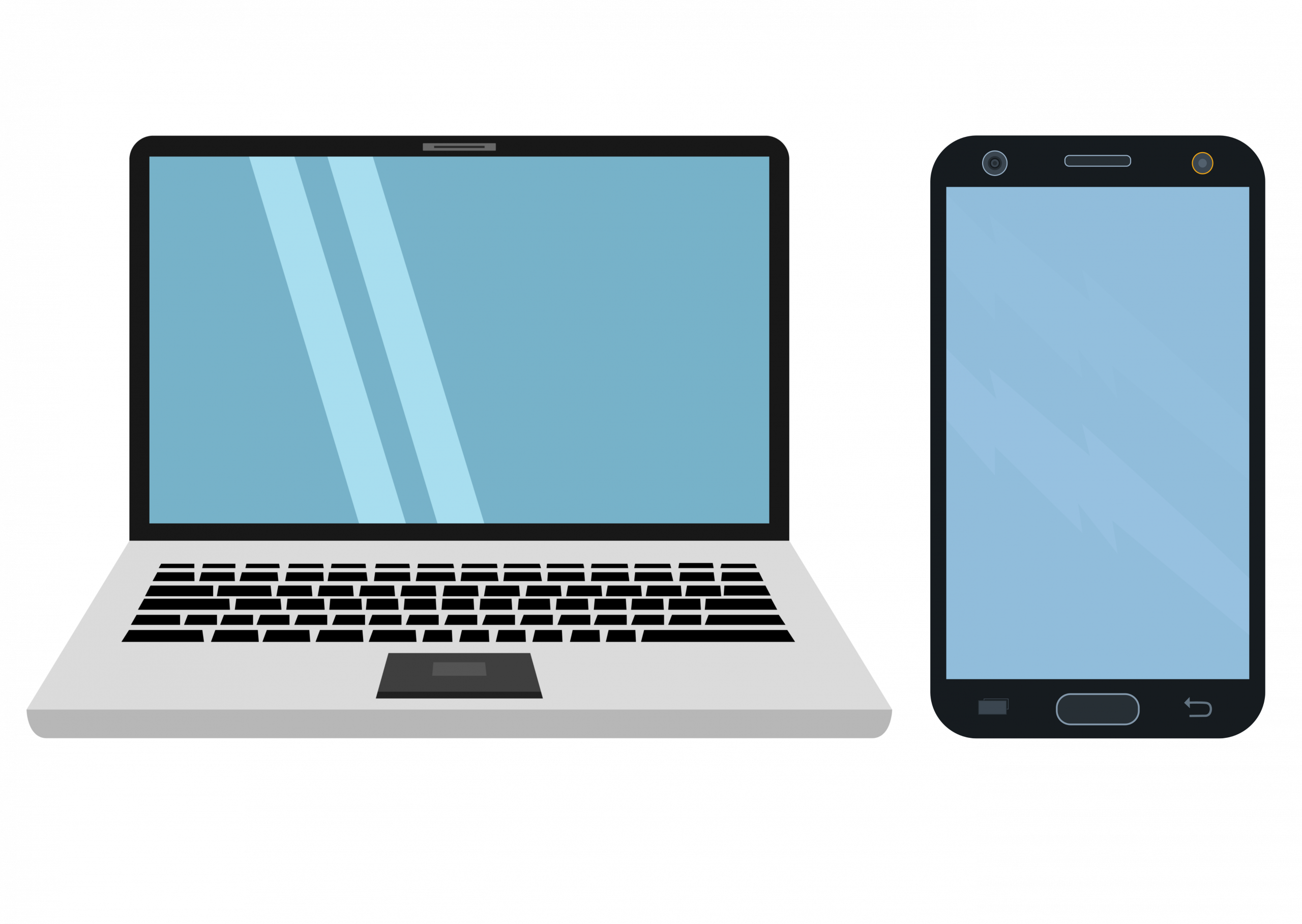 Image représentant un téléphone portable et un ordinateur portable pour représenter l'application web de l'entreprise ACP Securité.
